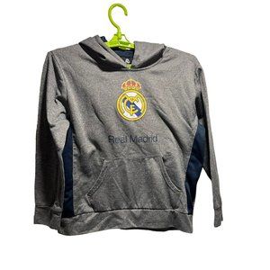 Real Madrid Hoodie Soccer Futbol Spain L Boys Gray Hoody Sweatshirt